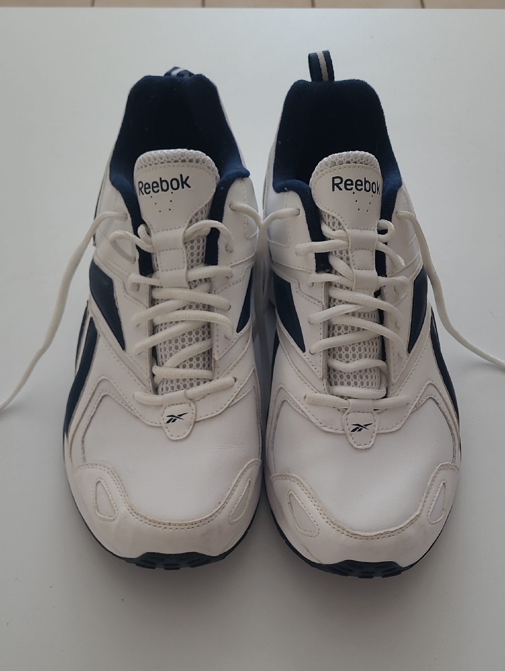 Reebok Men's White and Navy Trainer Sneakers Size 13